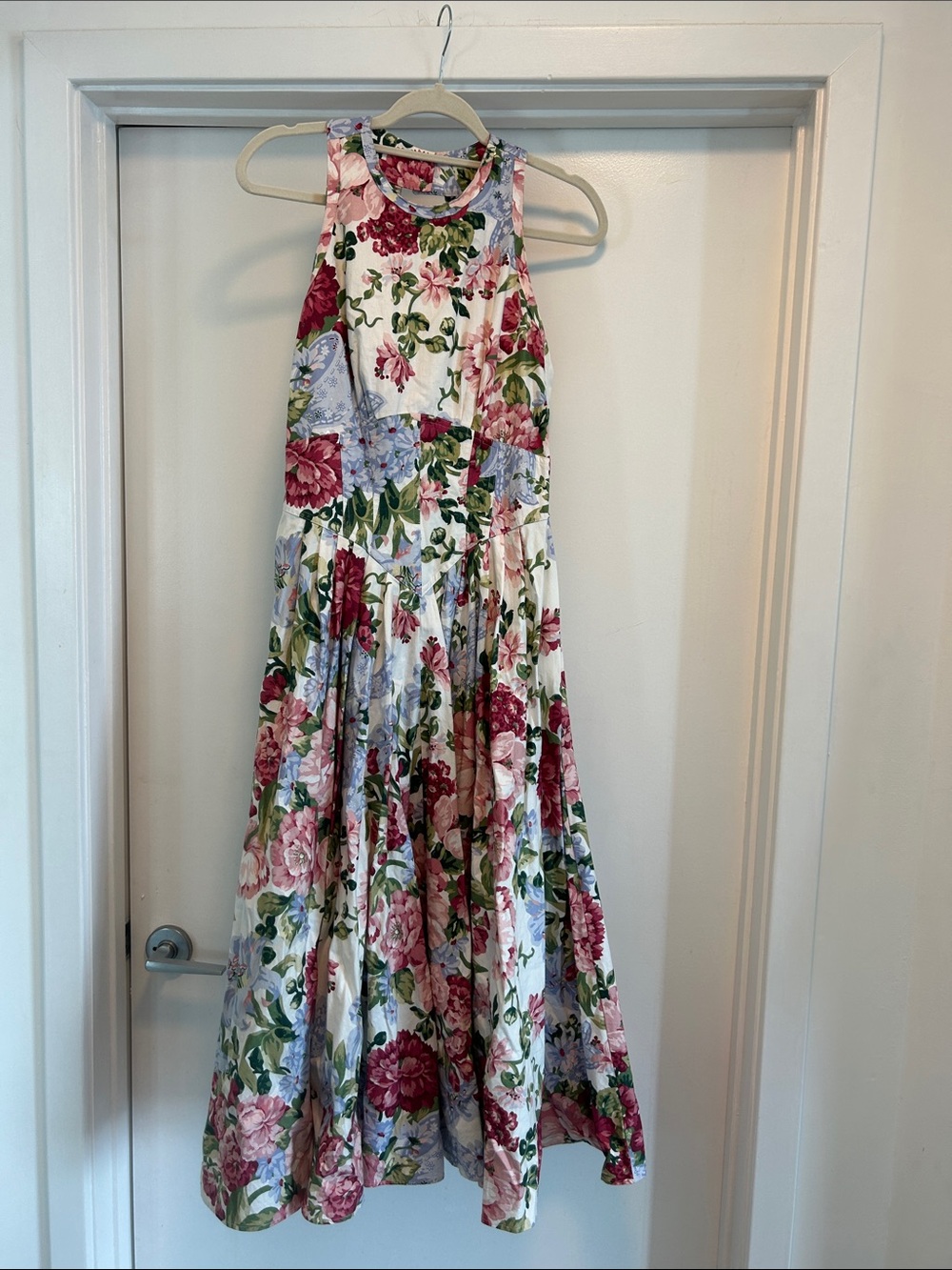 Vintage Karen Alexander Women’s Floral Halter Maxi Dress - Pink & Green